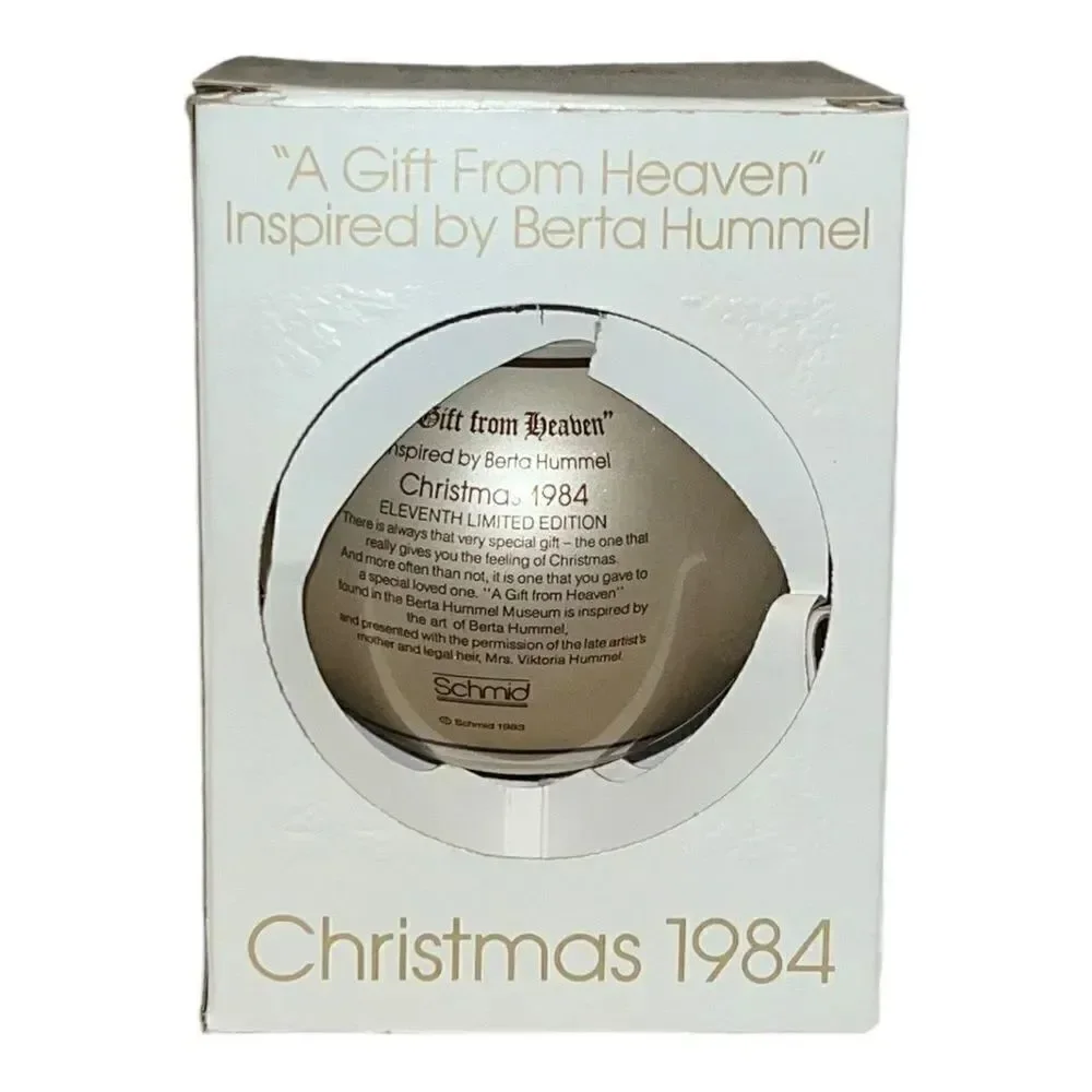 Schmid Berta HummelA Gift from Heaven 1984 Christmas Glass Ornament W Box